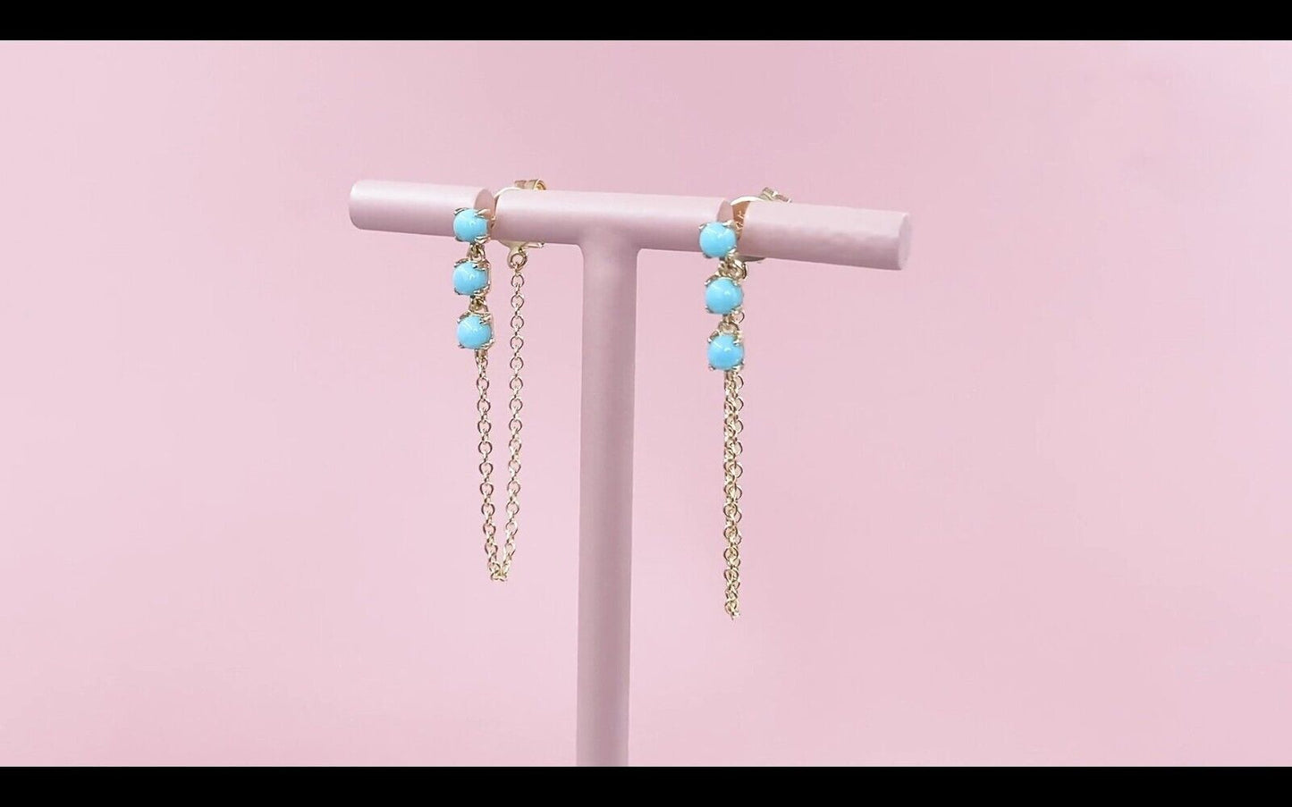 14K Gold Turquoise Chain Earrings