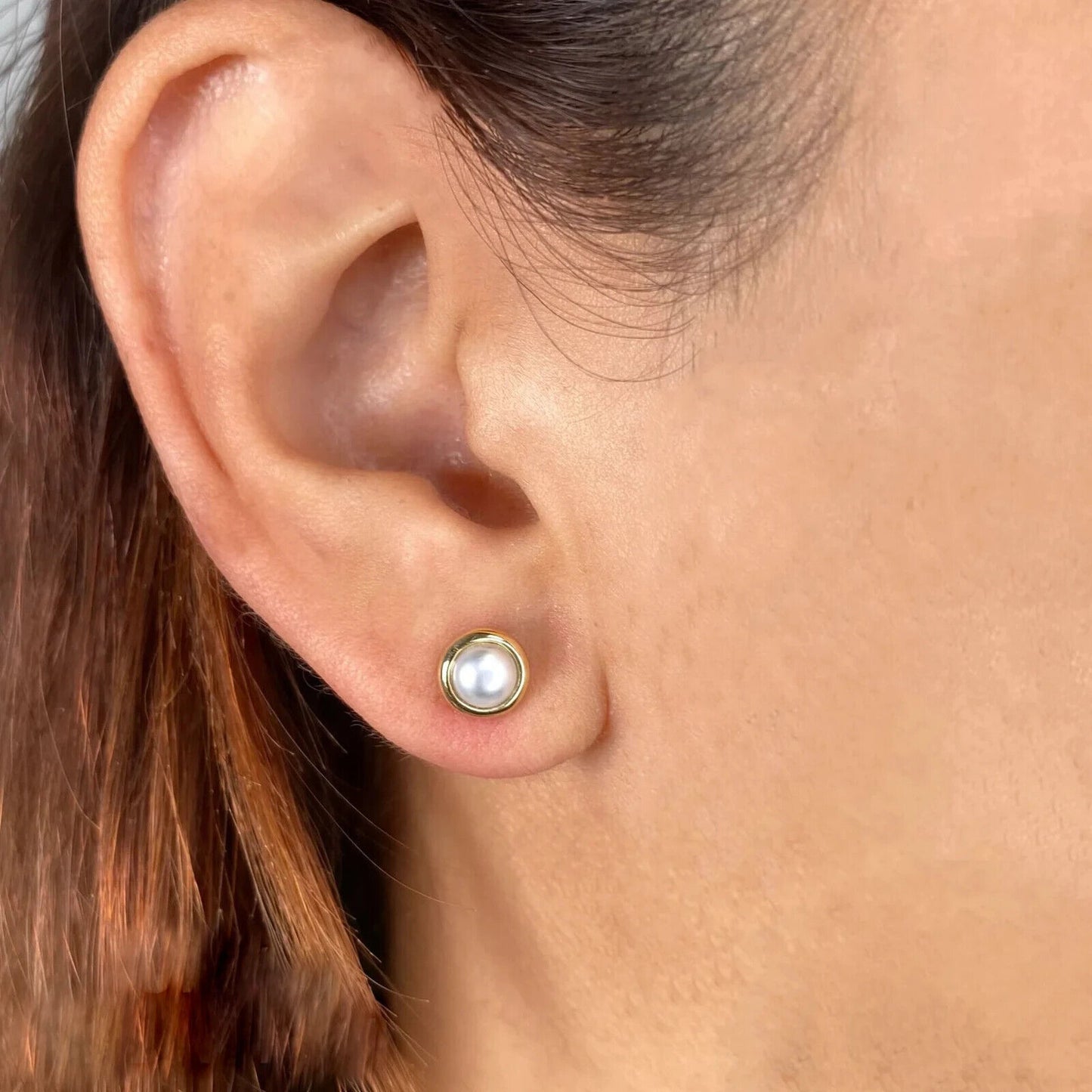 4K Gold Pearl Stud Earrings