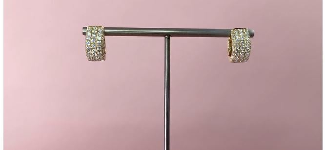 14K Gold Diamond Huggie Earrings