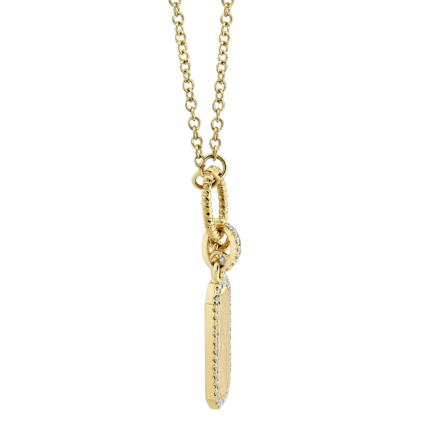 14K Gold Diamond Dog Tag Necklace