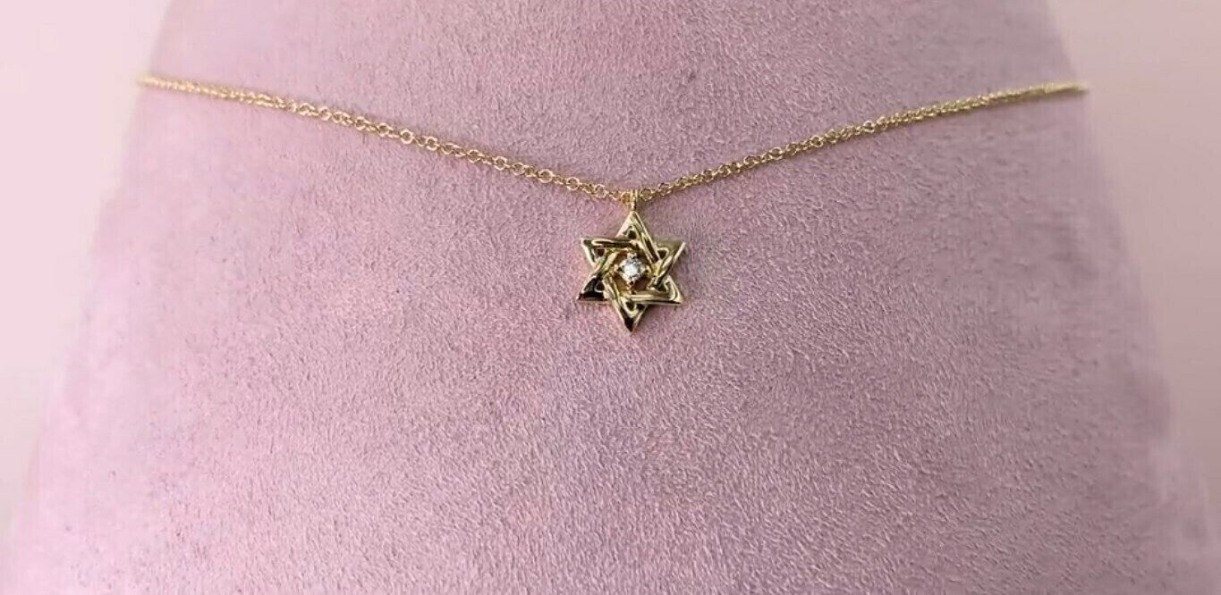 14K Gold Diamond Star Of David Necklace