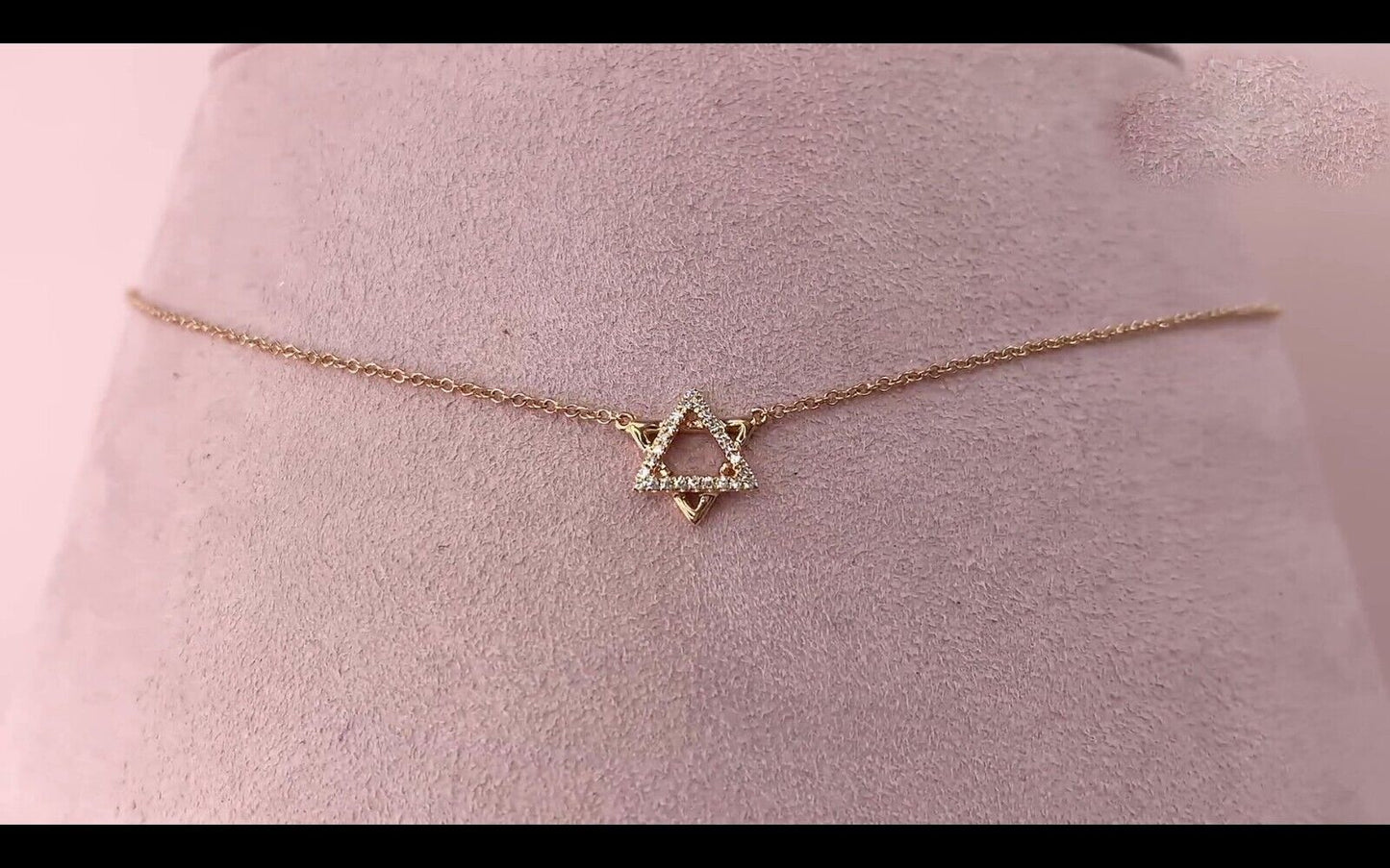 14K Gold Diamond Star Of David Necklace