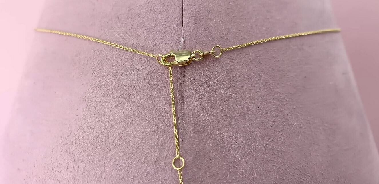 14K Gold Bezel Diamond Circle Disc Charm Pendant Necklace