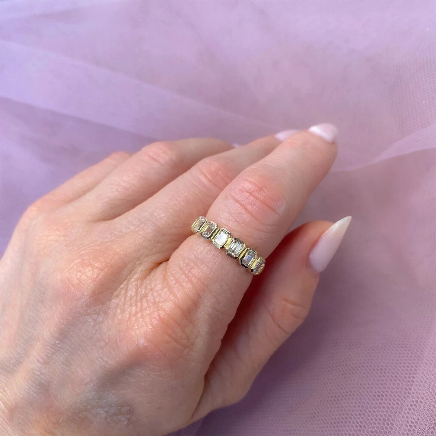 14K Gold Emerald Cut Diamond Ring