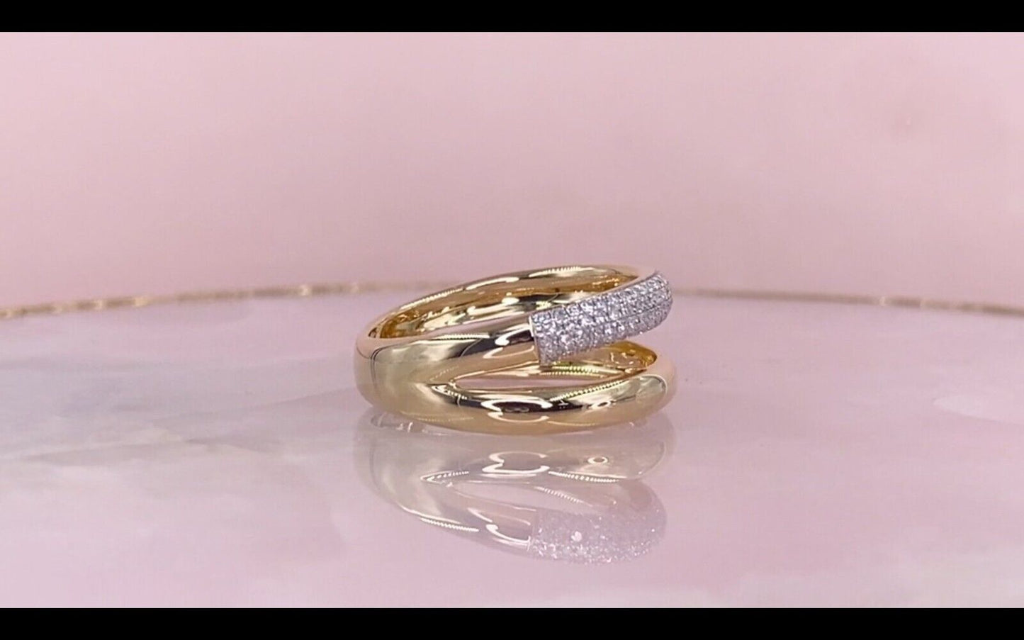 14K Gold Diamond Split Shank 2 Band Ring