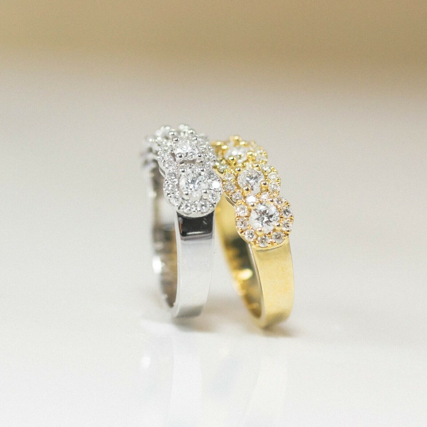 14K Gold 1.10 CT Diamond Halo Band Ring
