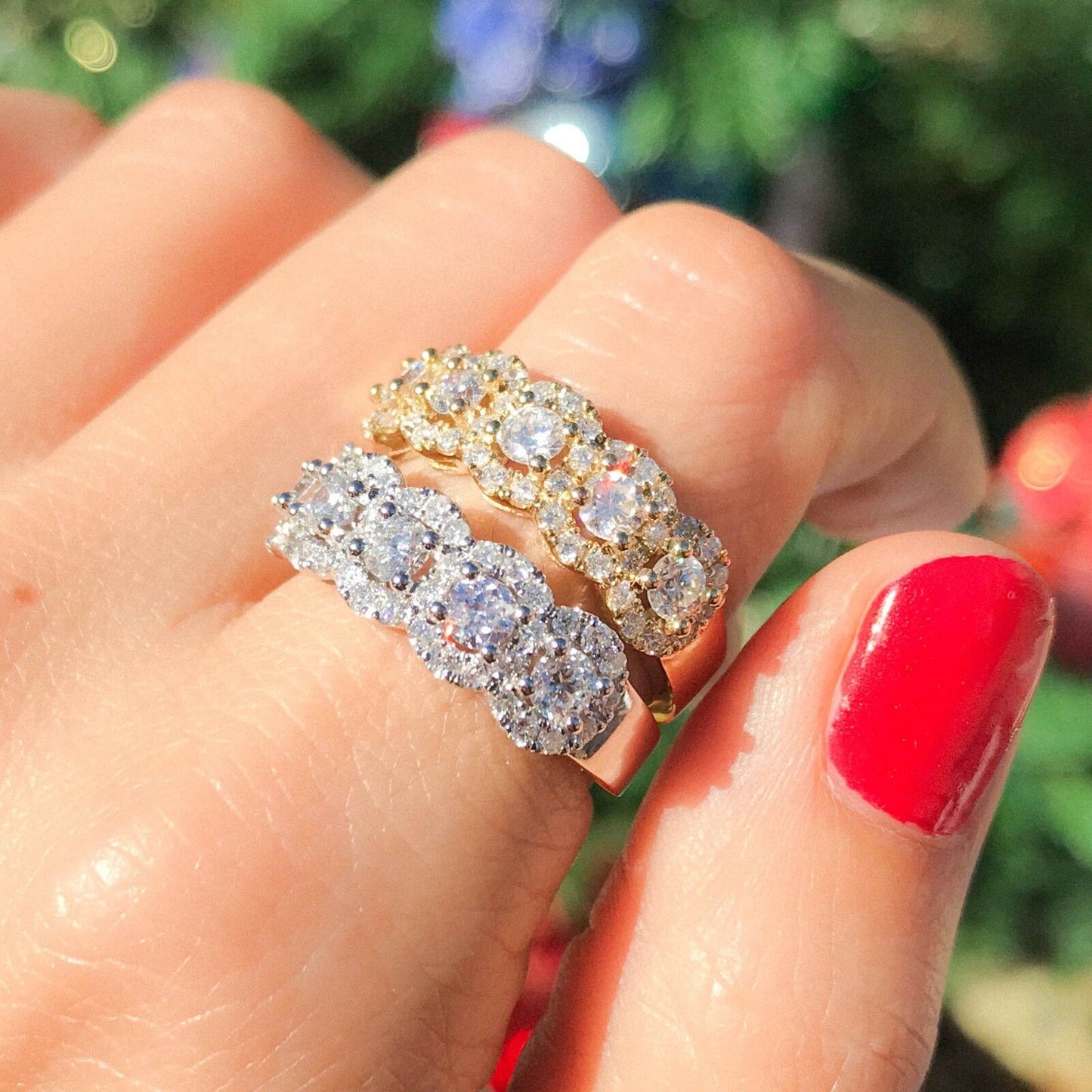 14K Gold 1.10 CT Diamond Halo Band Ring