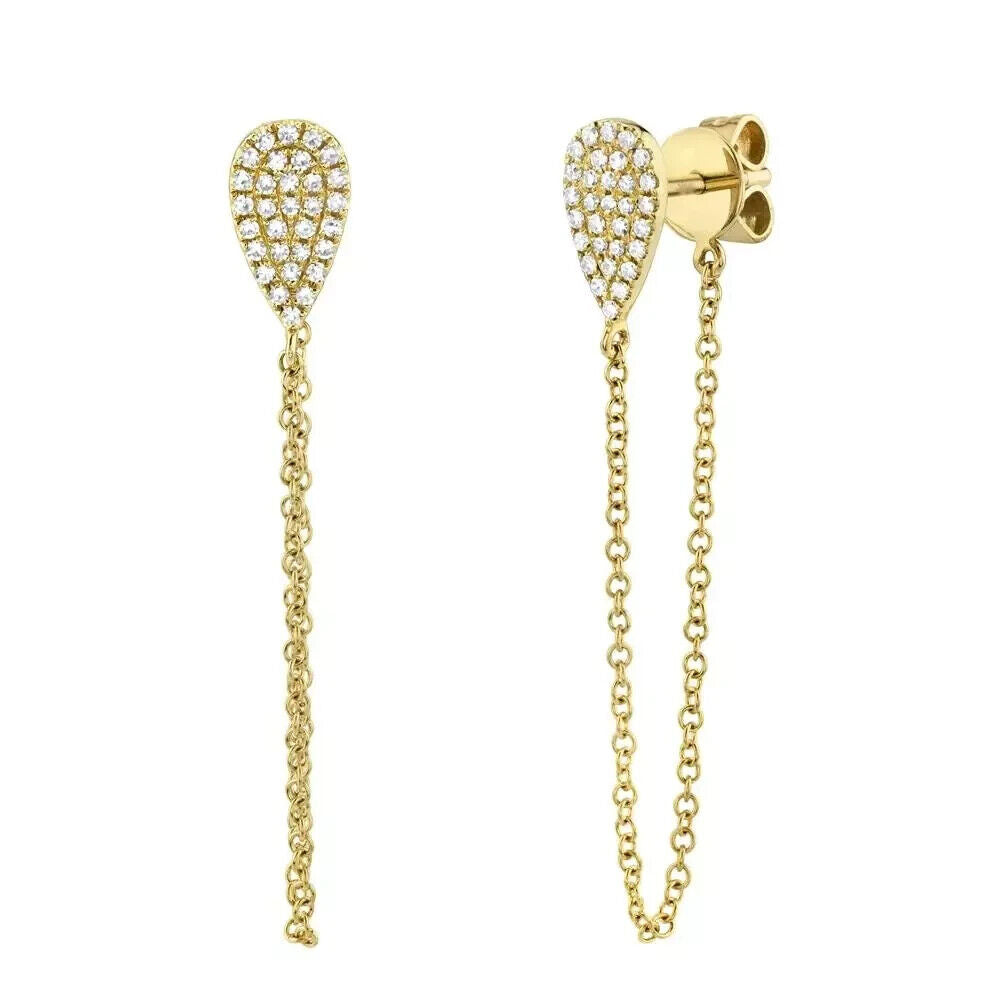14K Gold Diamond Chain Earrings