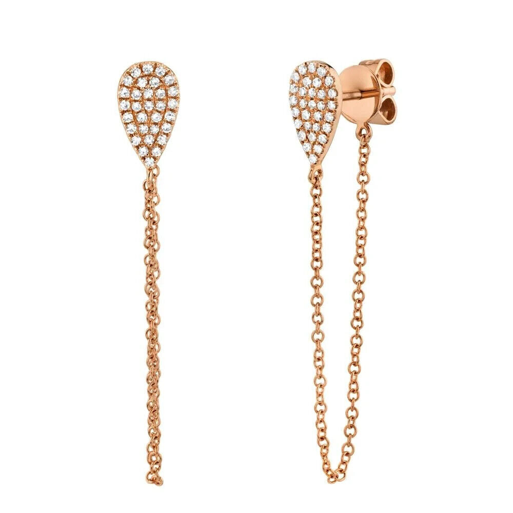 14K Gold Diamond Chain Earrings