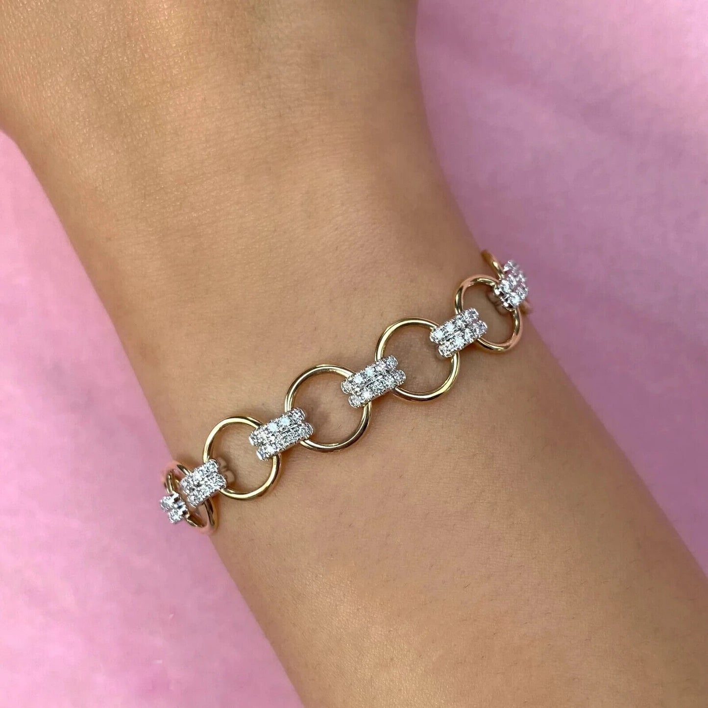14K Gold Diamond Link Bracelet