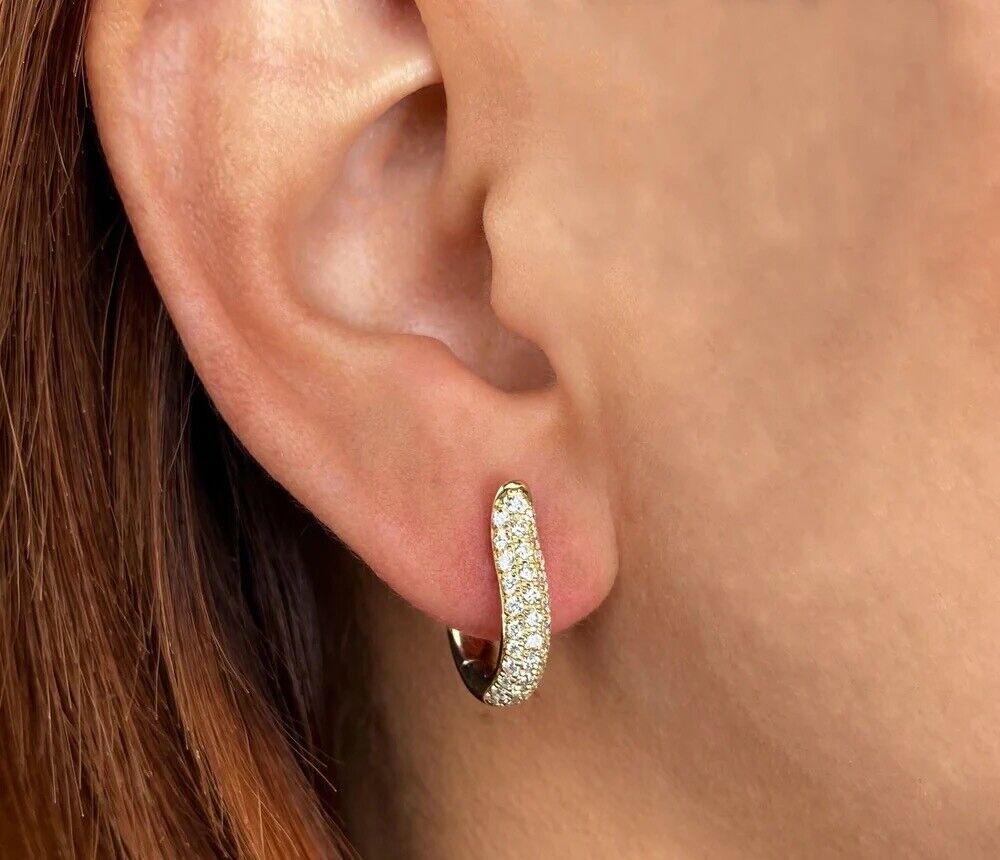 14K Gold Diamond Hoop Earrings