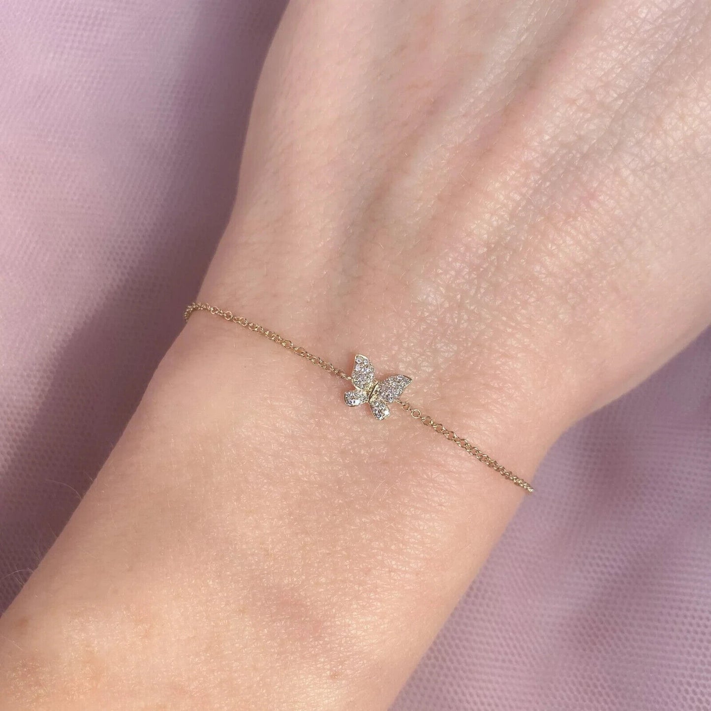 14K Gold Diamond Butterfly Bracelet
