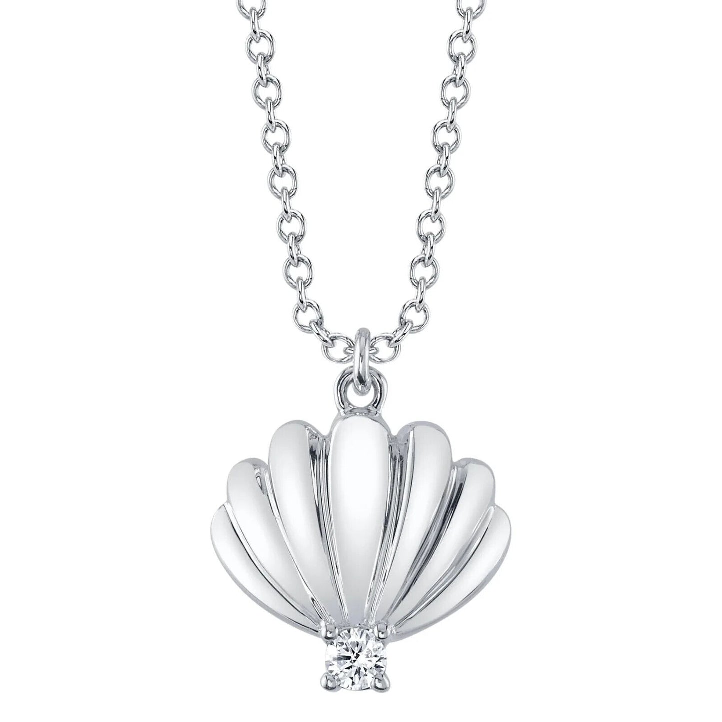 14K Gold Diamond Seashell Necklace