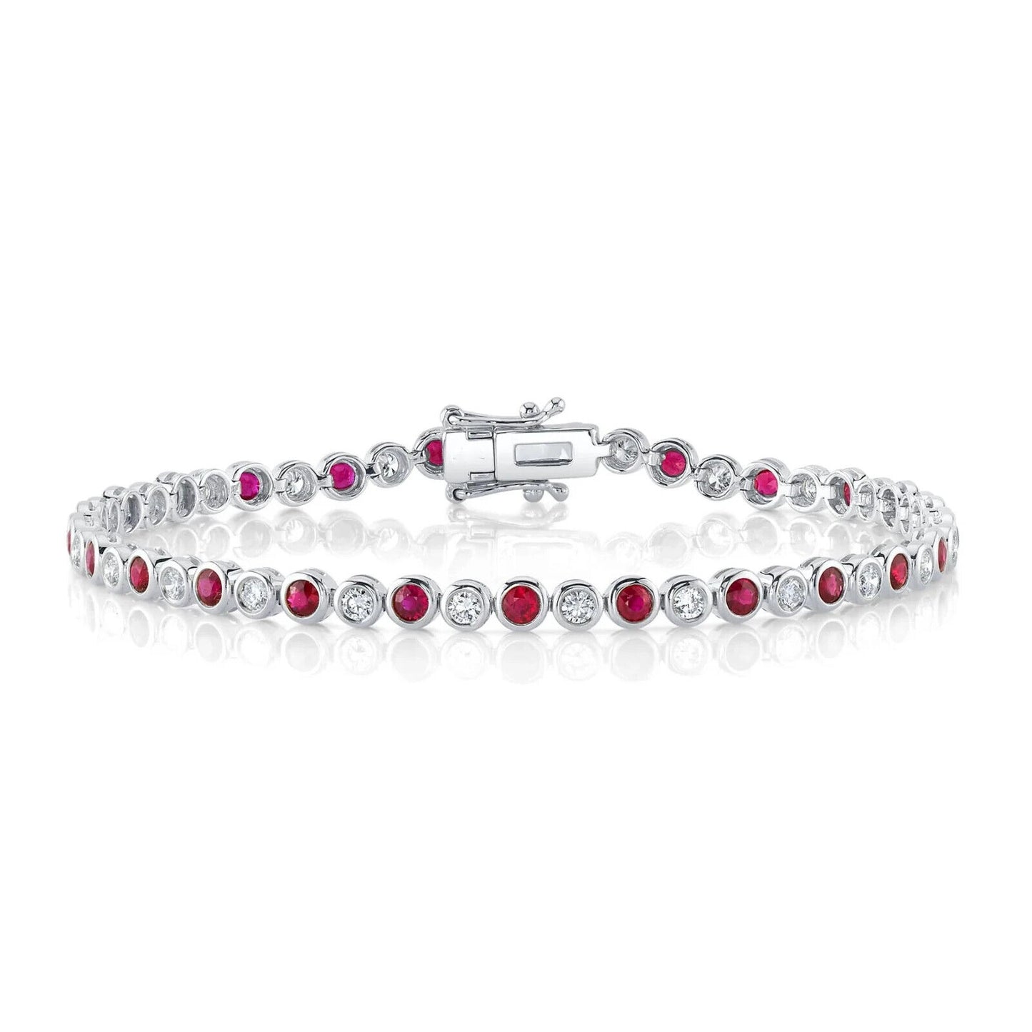 14K Gold Diamond Ruby Tennis Bracelet