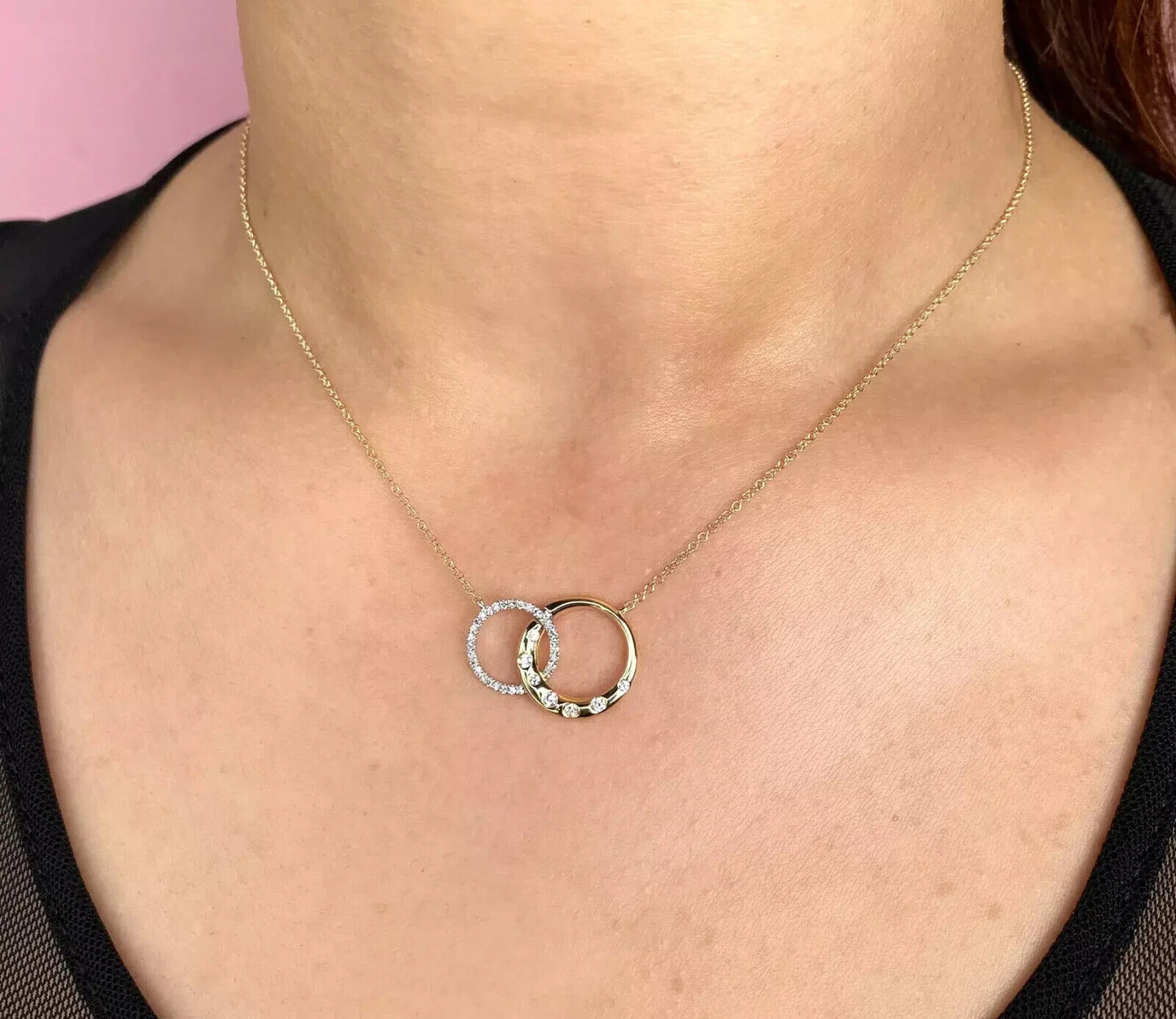 14K Gold Diamond Circle Knot Necklace