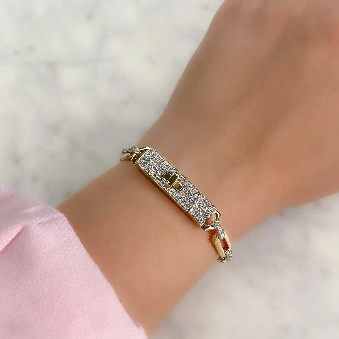 14K Gold Diamond Link Bracelet