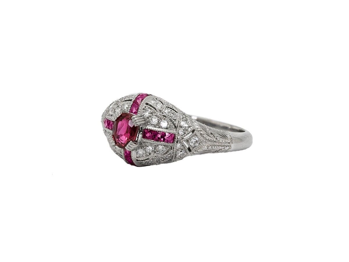 Art Deco Ruby Diamond Platinum Ring