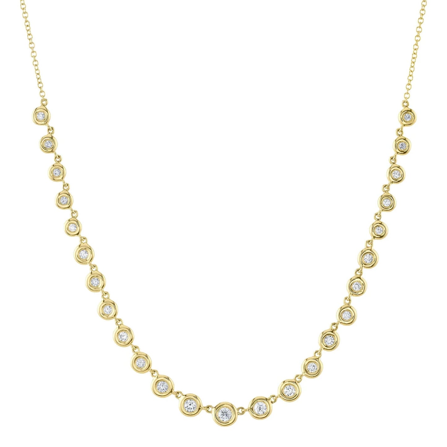 14K Gold Diamond Bezel Necklace