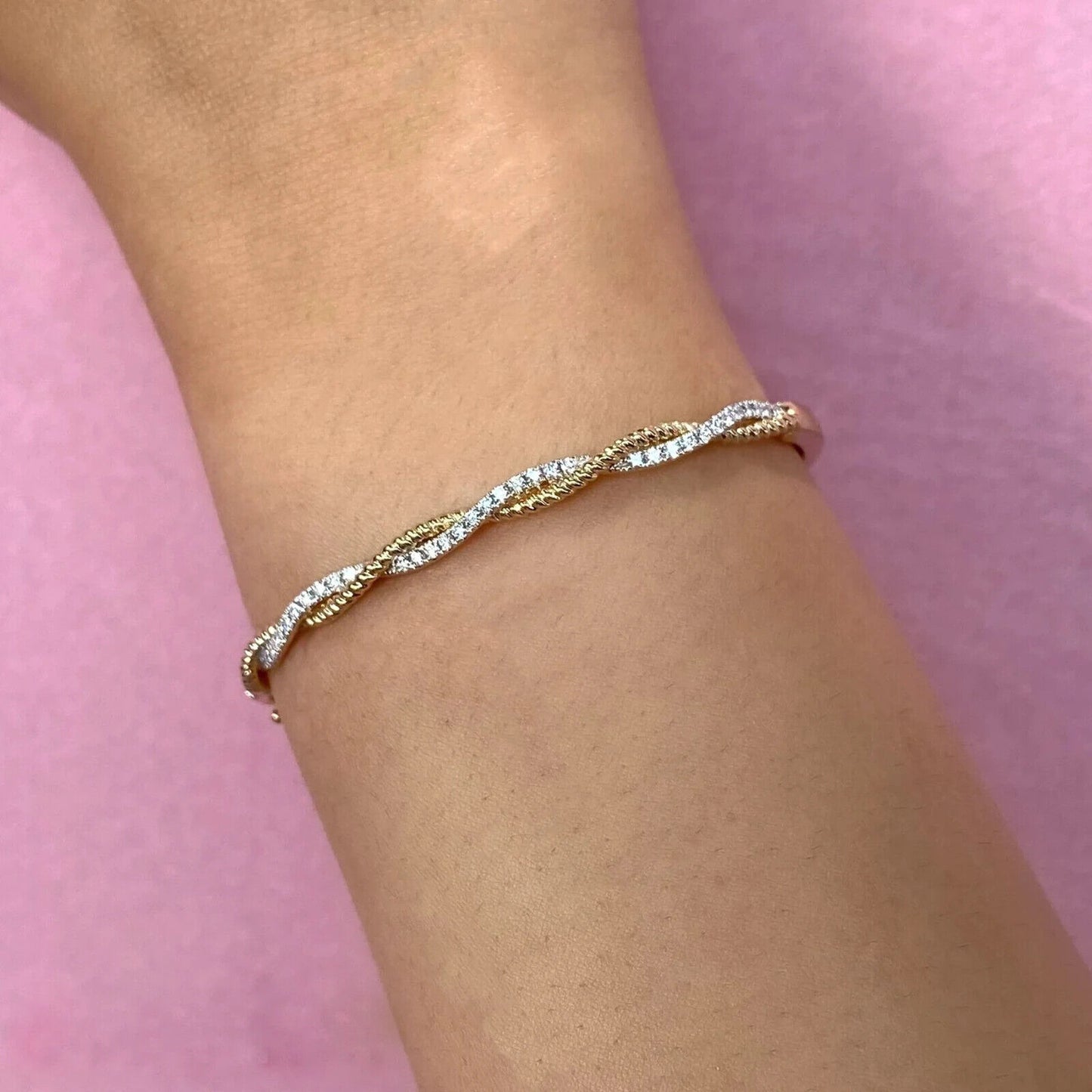 14K Gold Diamond Bangle