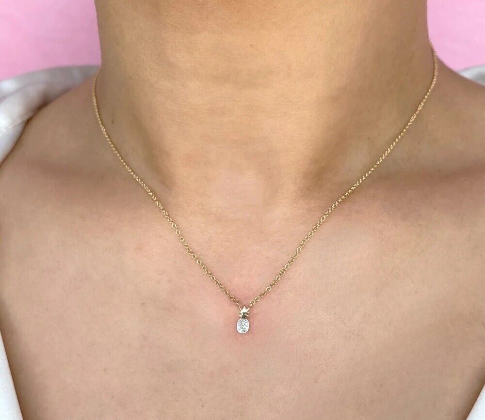 14K Gold Diamond Pineapple Necklace