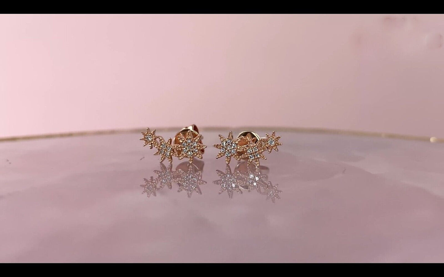 14K Gold Diamond Star Stud Earring