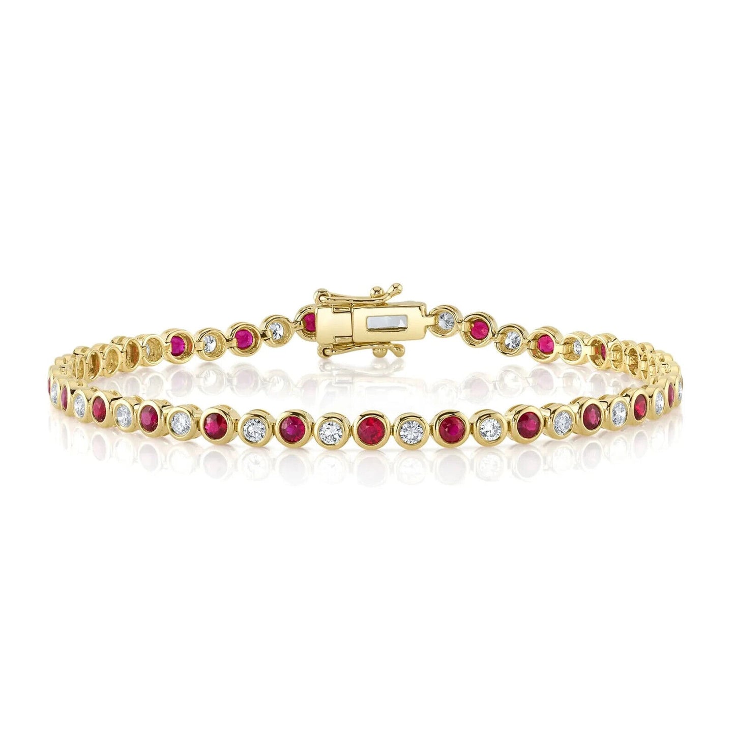 14K Gold Diamond Ruby Tennis Bracelet