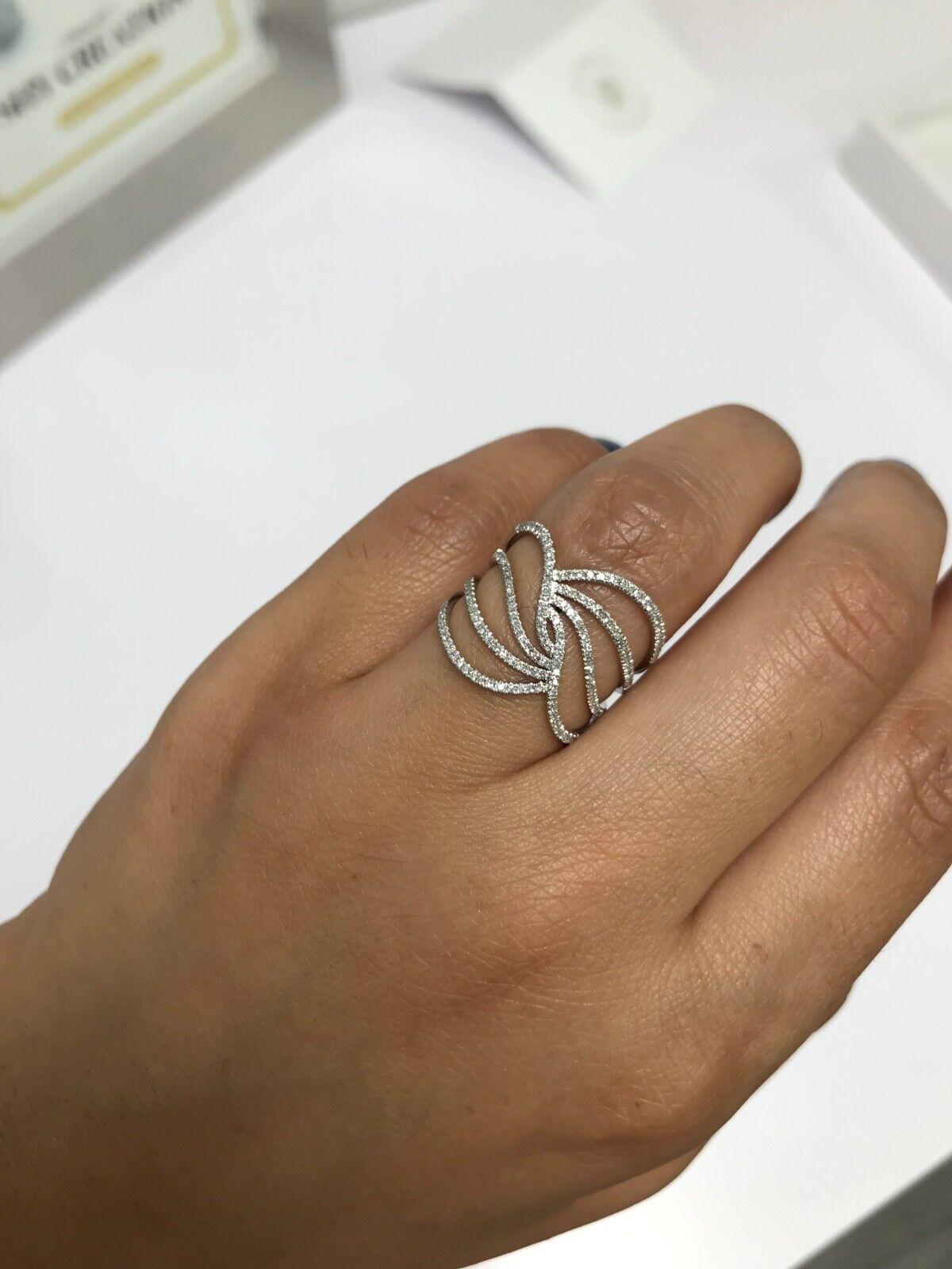 14K Gold Diamond Cocktail Wide Ring