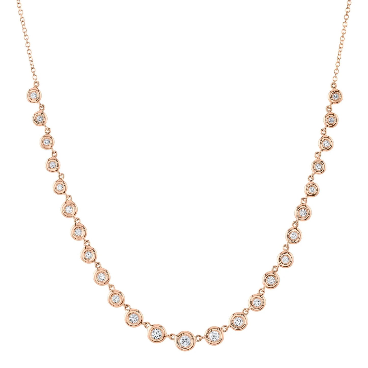 14K Gold Diamond Bezel Necklace