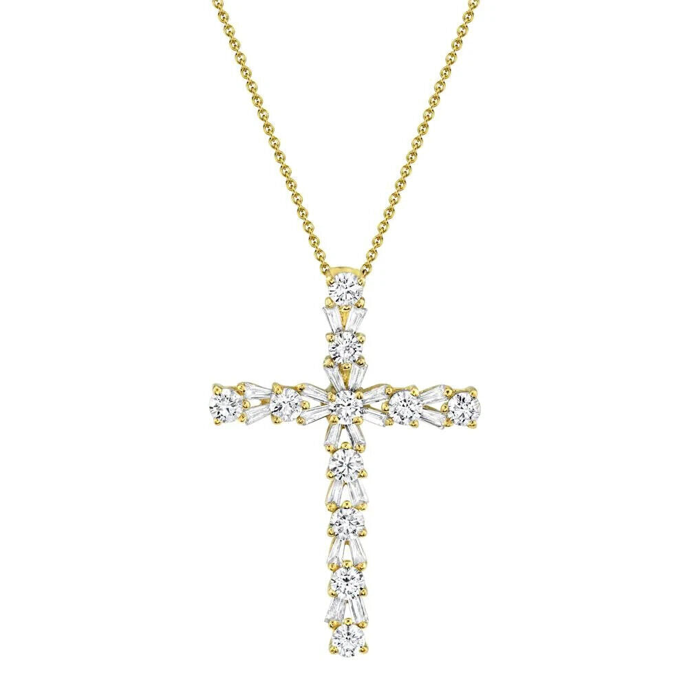 14K Gold Diamond Cross Necklace