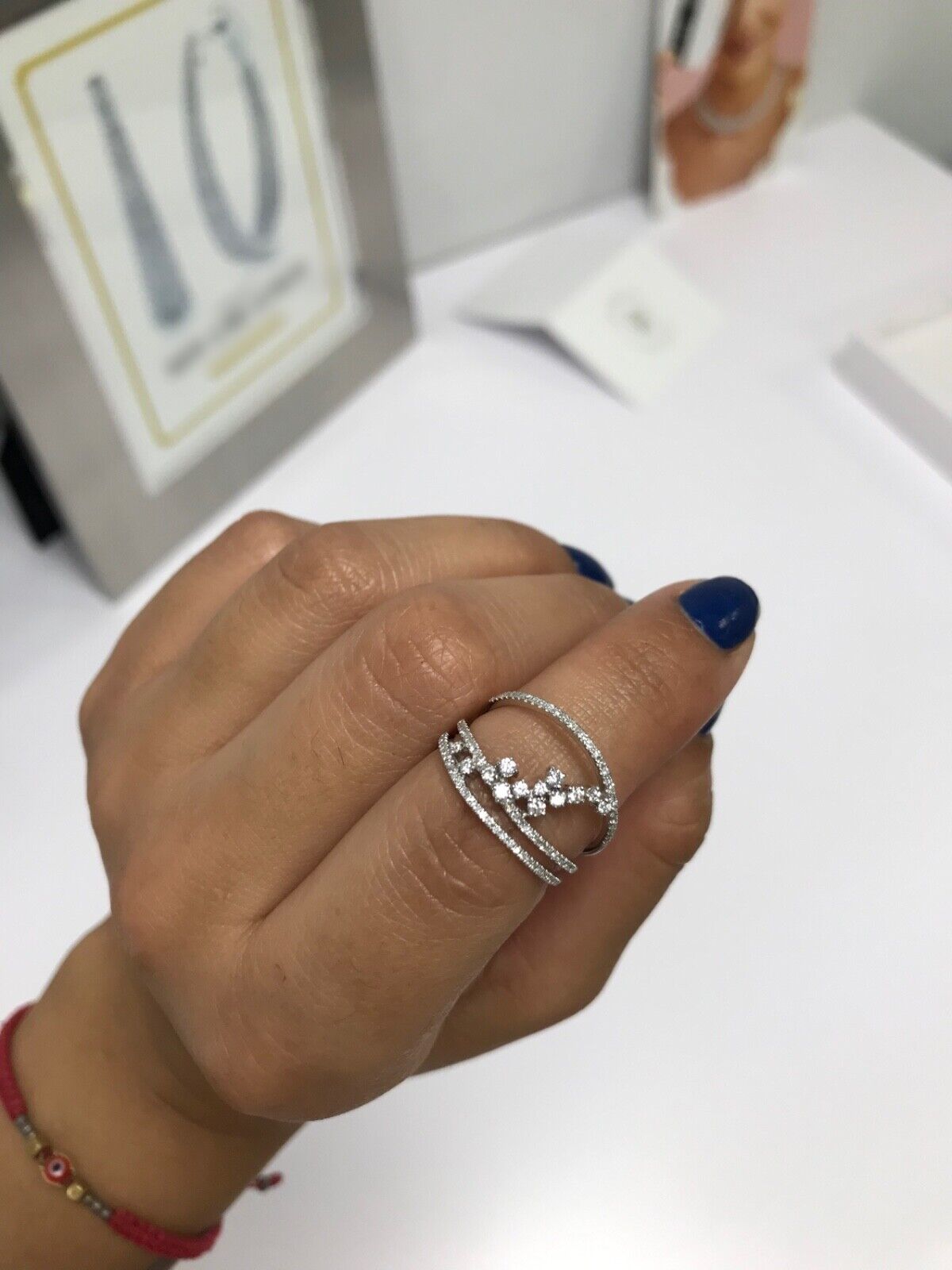 14K Gold Diamond Bridge Ring
