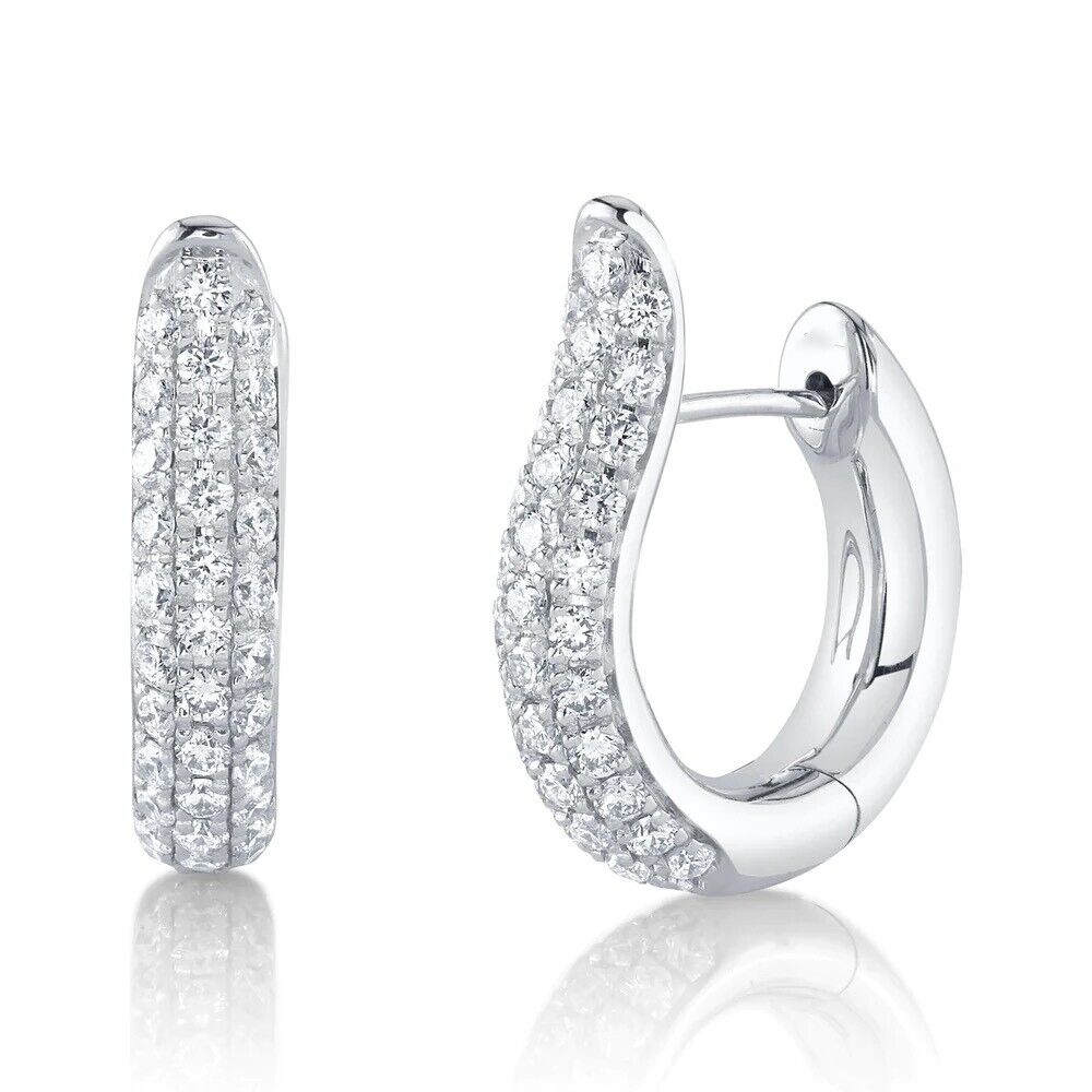 14K Gold Diamond Hoop Earrings