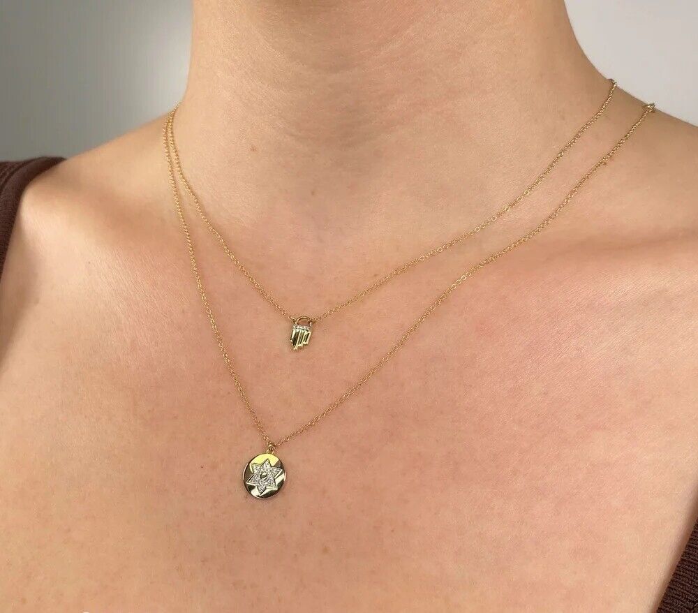 14K Gold Diamond Star Of David Necklace