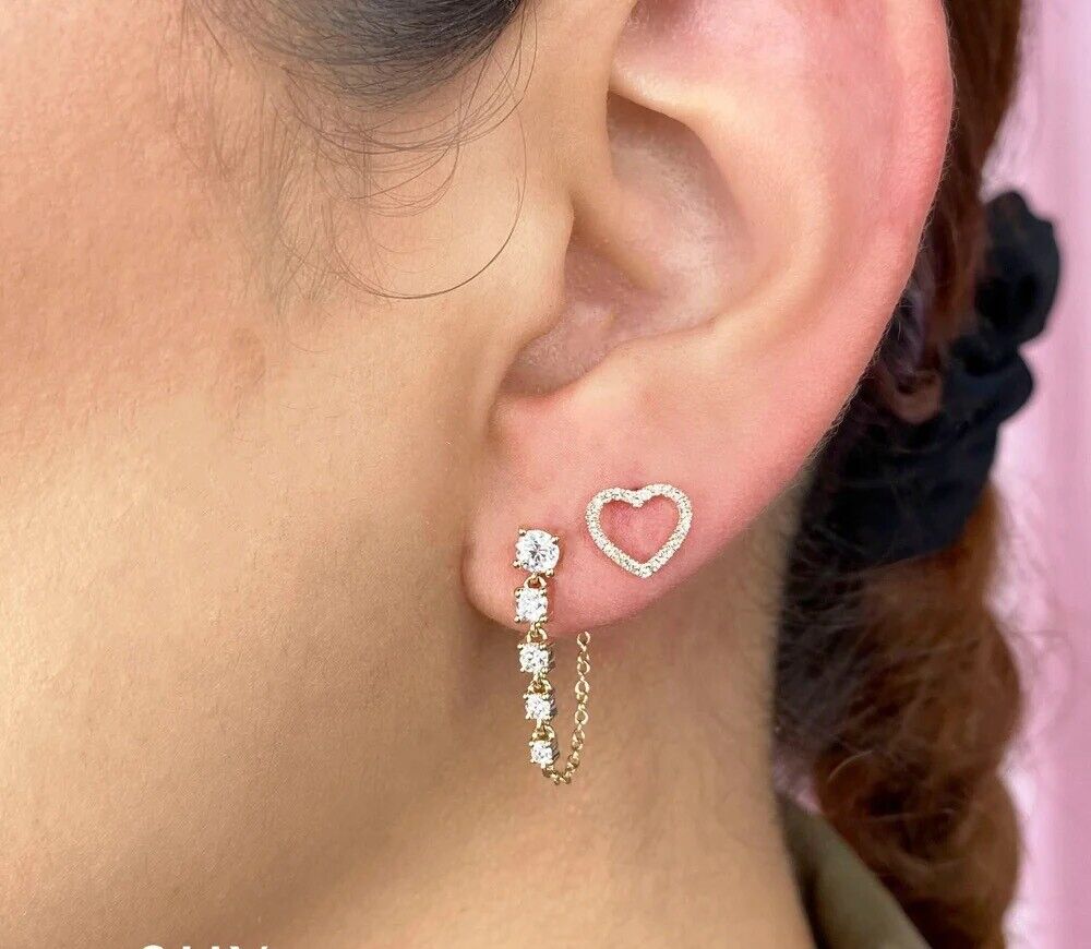 14k Gold Diamond Chain Earrings