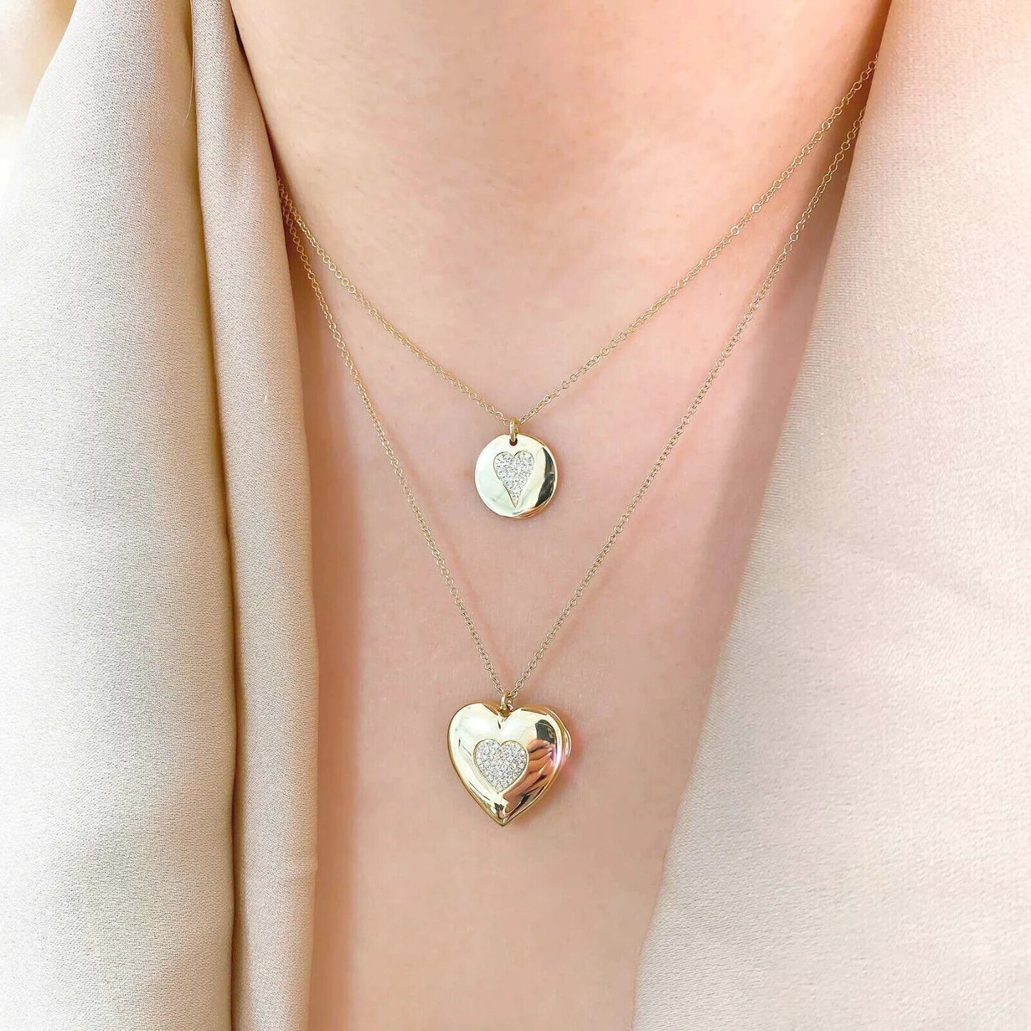 14K Gold Diamond Heart Locket Necklace
