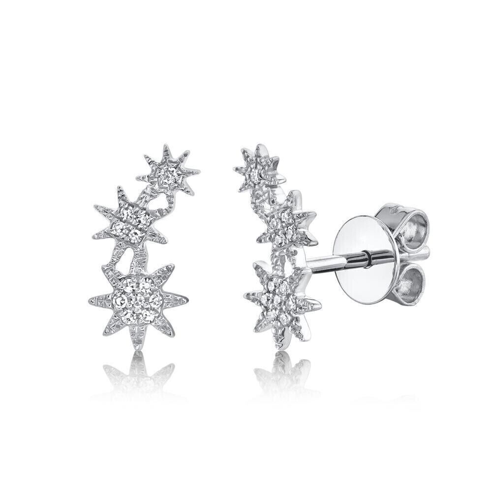 14K Gold Diamond Star Stud Earring