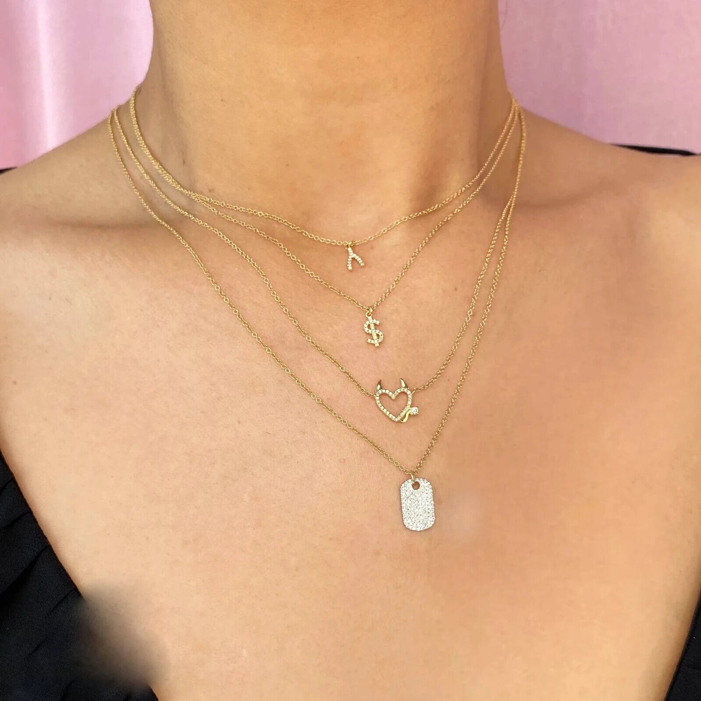 14K Gold Diamond Devil Heart Necklace