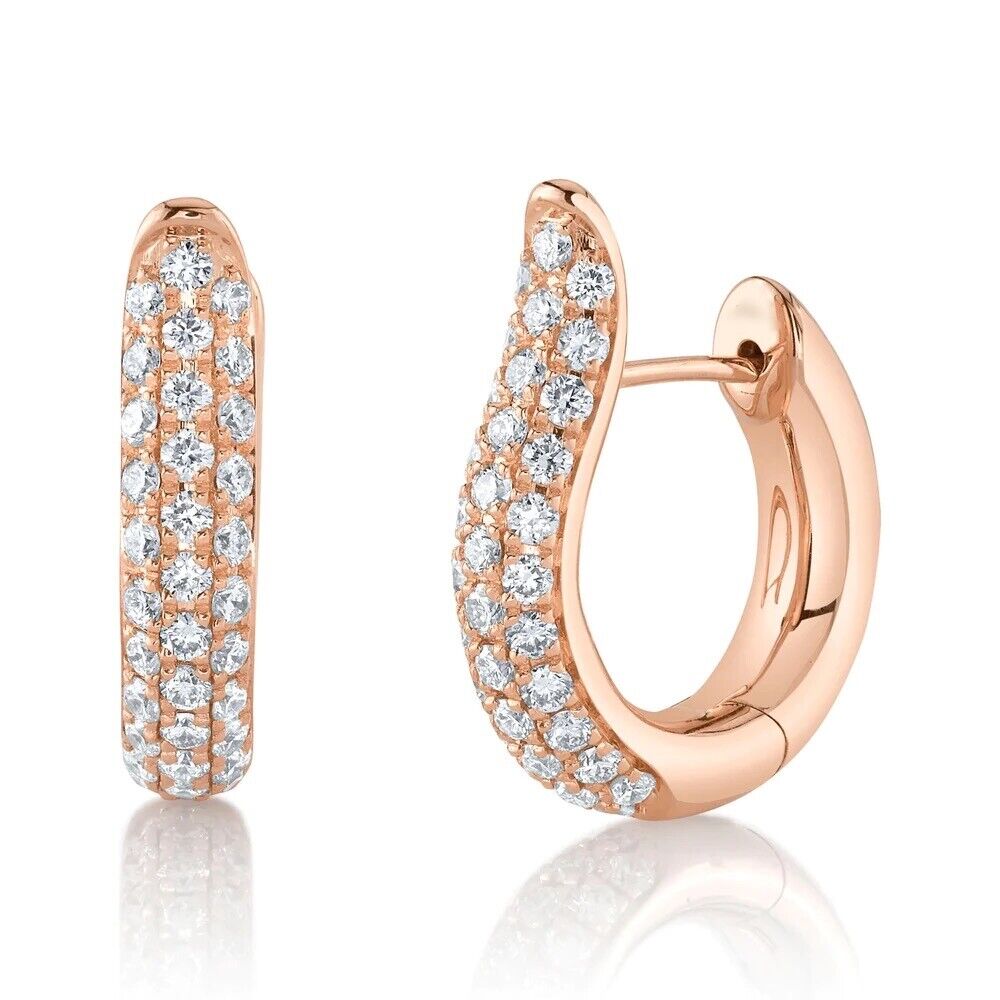 14K Gold Diamond Hoop Earrings