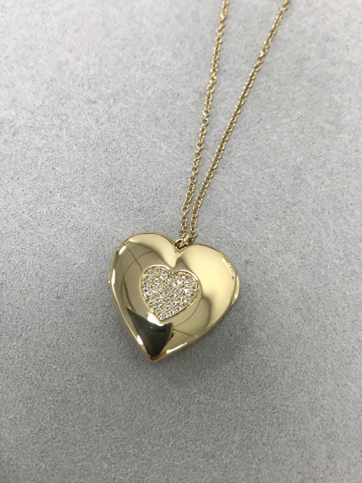 14K Gold Diamond Heart Locket Necklace