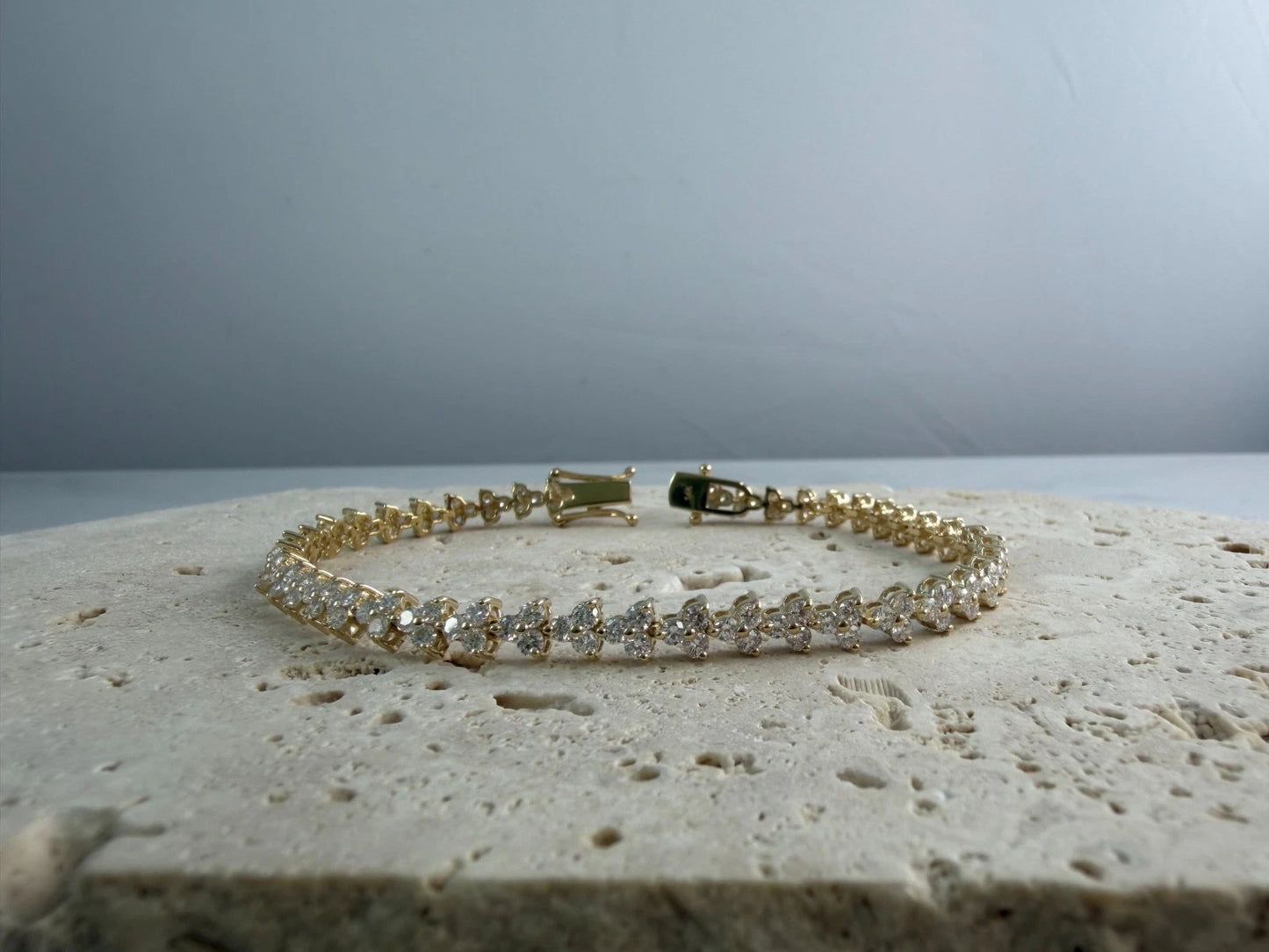 Lab Created Diamond Bracelet 14K Yellow Gold 4.30 CTW Round Cut