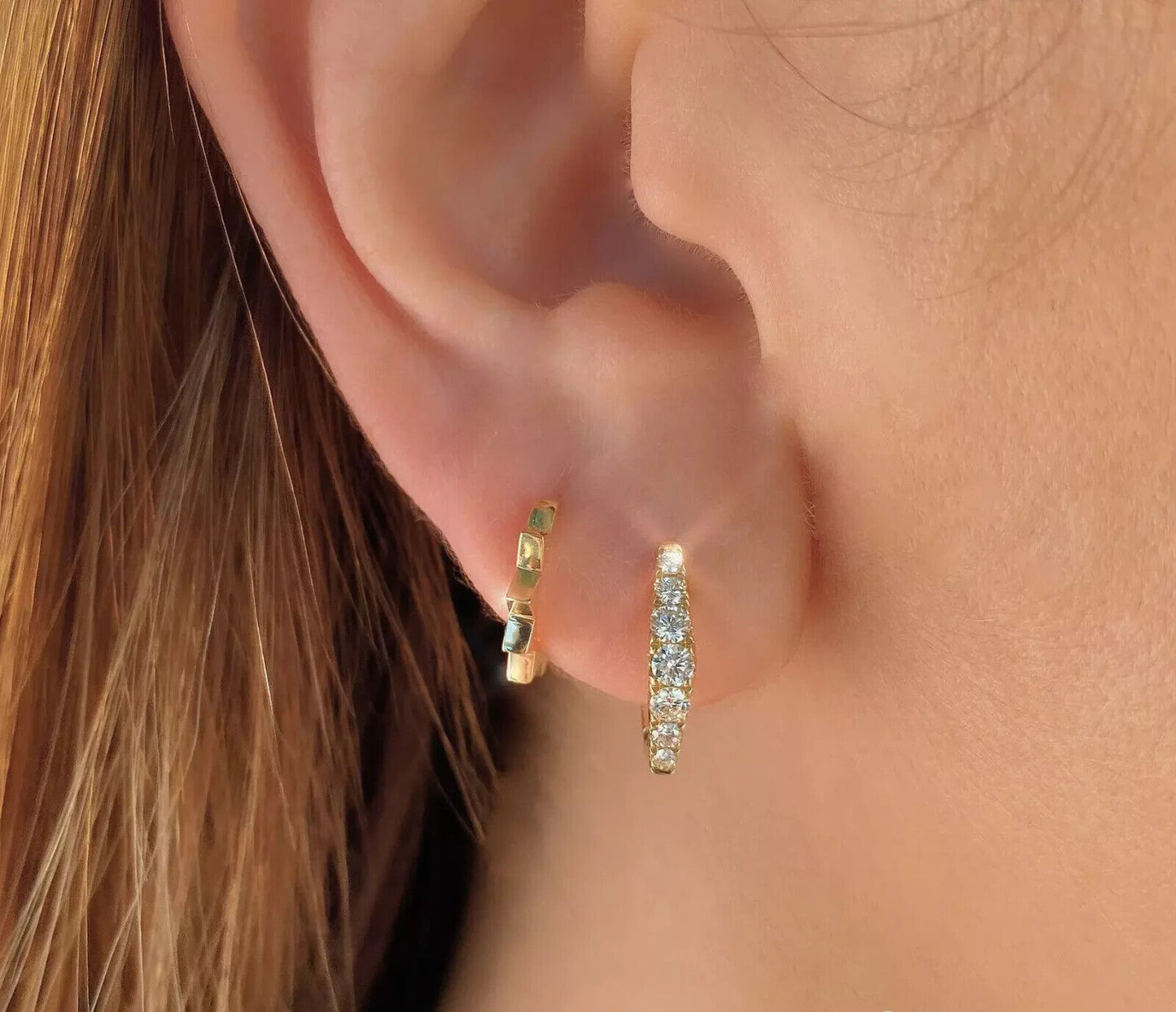 14K Gold Diamond Spike Earrings