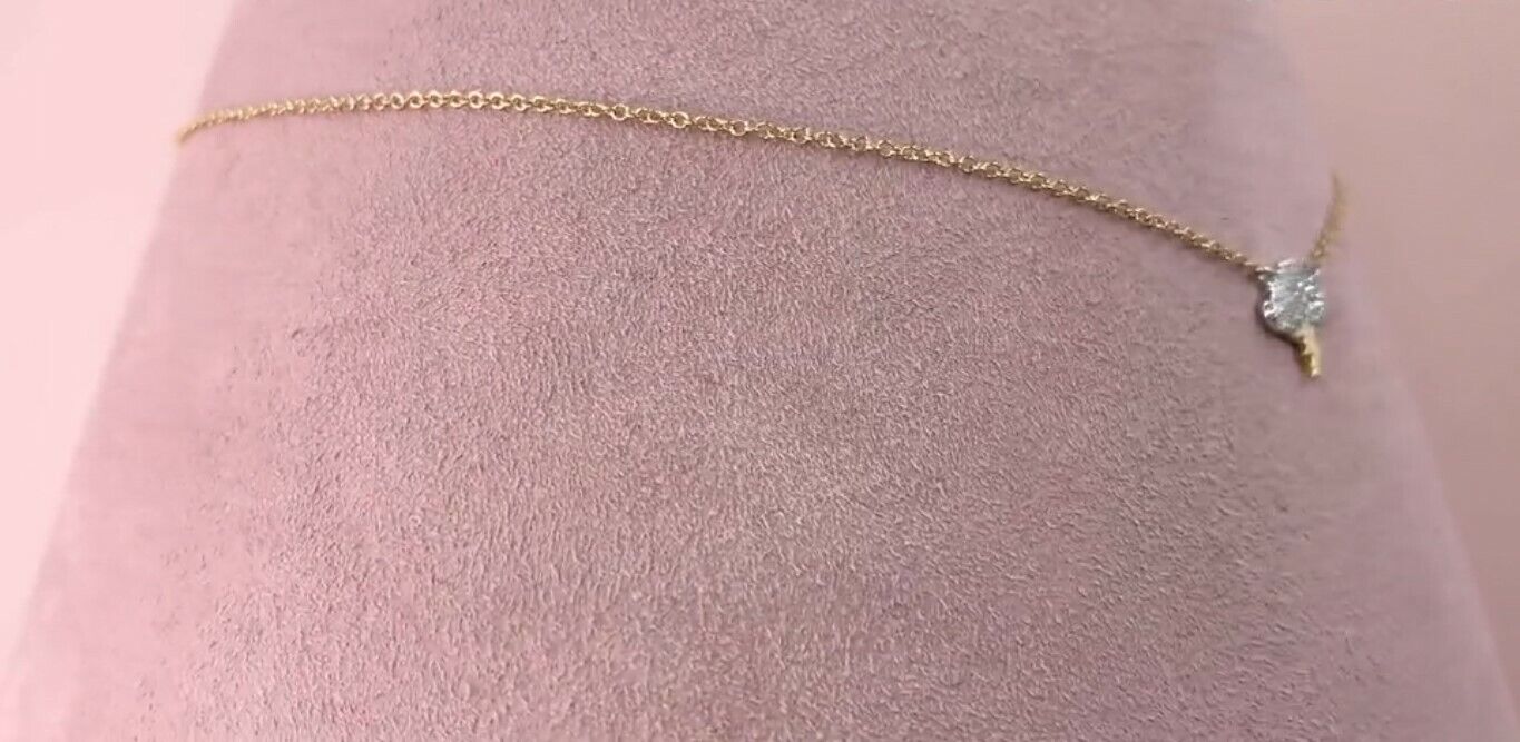 14K Gold Diamond Storm Cloud Lightning Pendant Necklace