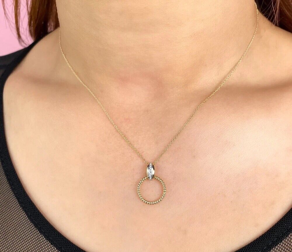 14K Gold Diamond Circle Necklace