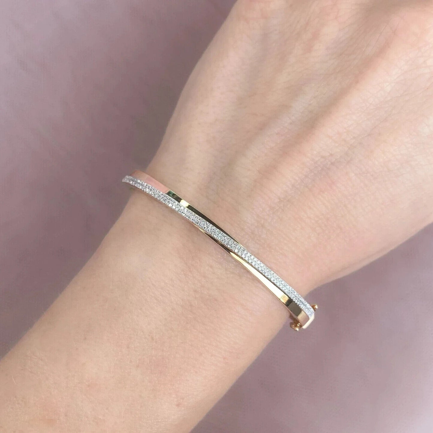 14K Gold Diamond Bangle Bracelet