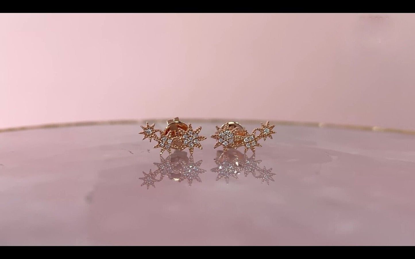 14K Gold Diamond Star Stud Earring