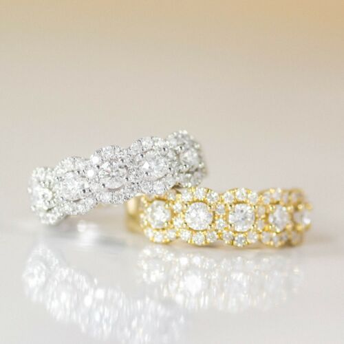 14K Gold 1.10 CT Diamond Halo Band Ring