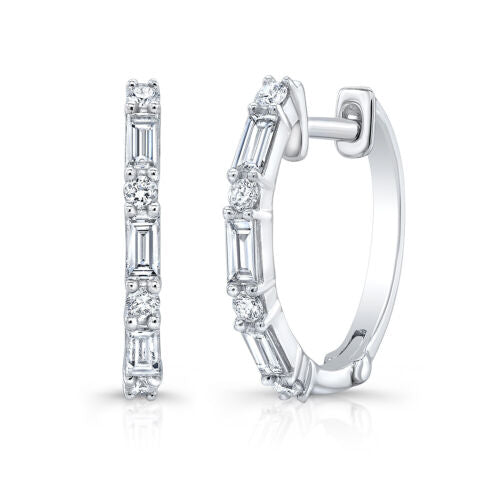 14K Gold 0.54 CT Diamond Huggie Earrings
