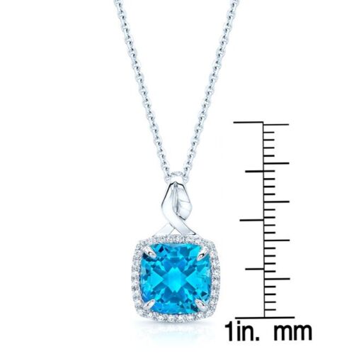 14K Gold 4.02 CT Blue Topaz Diamond Necklace