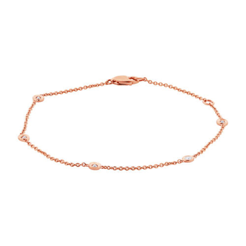 14K Gold 0.13 CT Diamond By The Yard Diamond Anklet