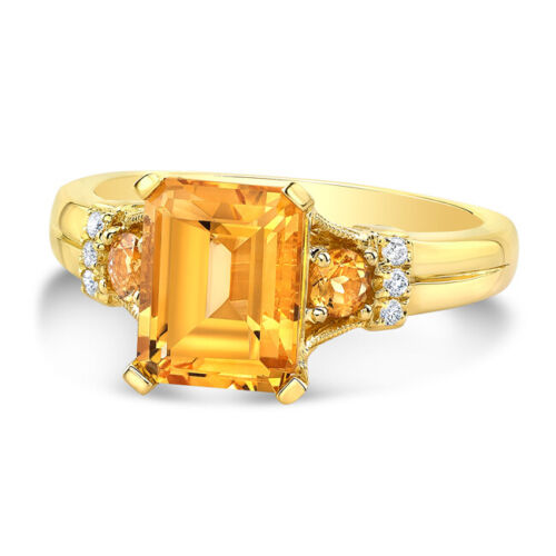 14K Gold Diamond Citrine Ring