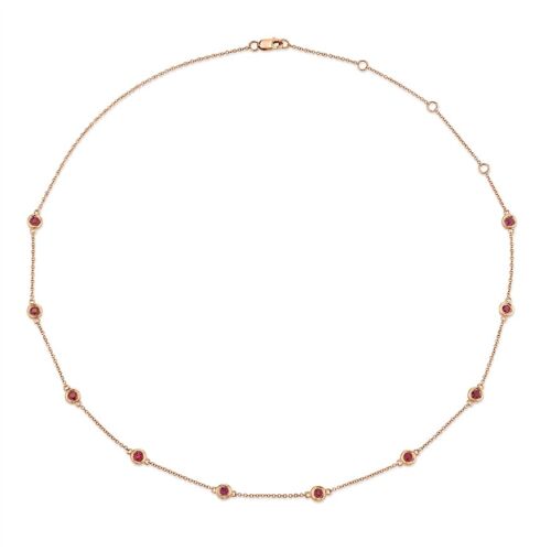 14K Gold 0.86 CT Ruby By The Yard Necklace